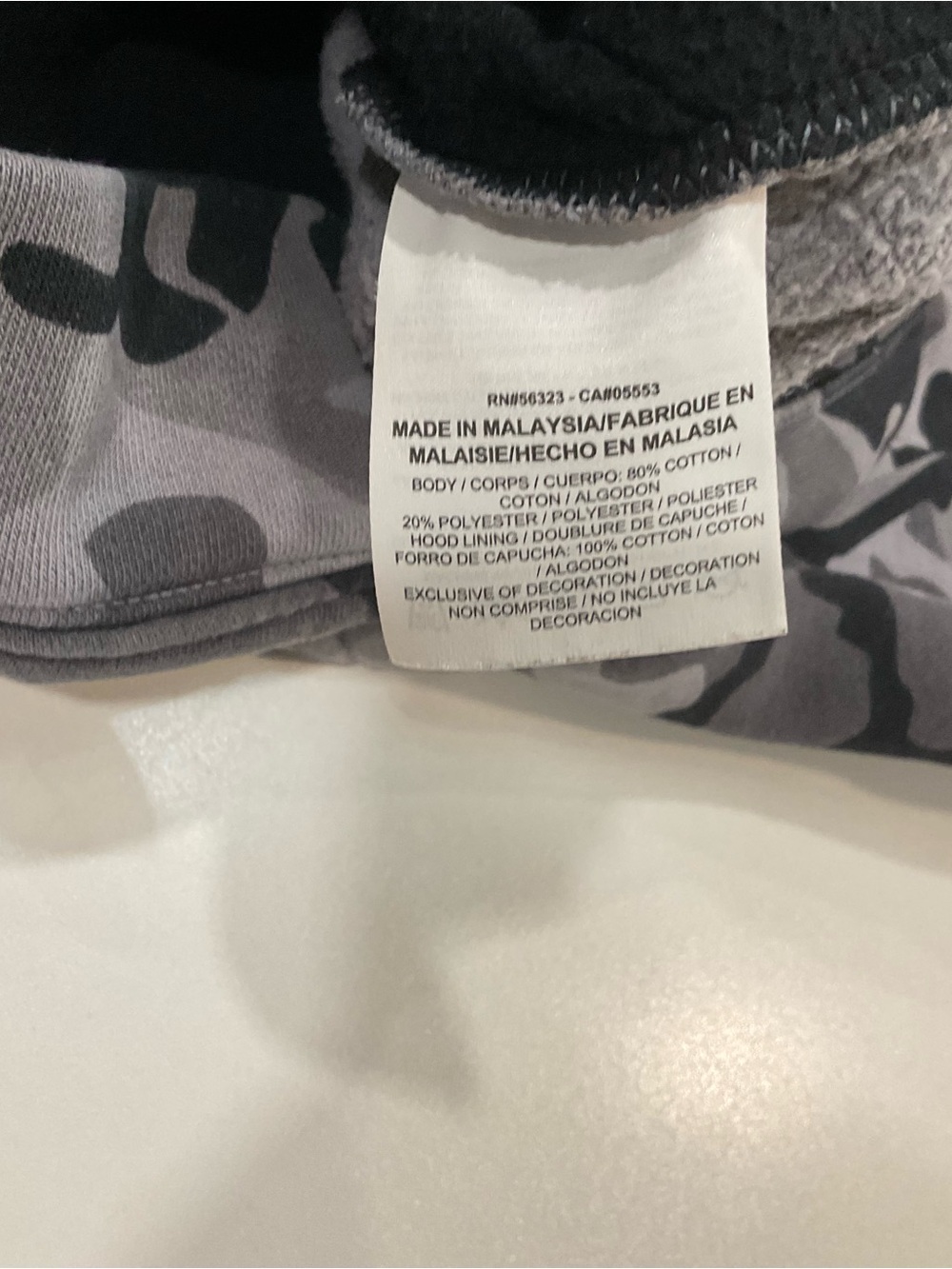 Nike Boys Gray Black Camo Full Zip Hoodie Sweatshirt Fleece Lined - Picture 6 of 8